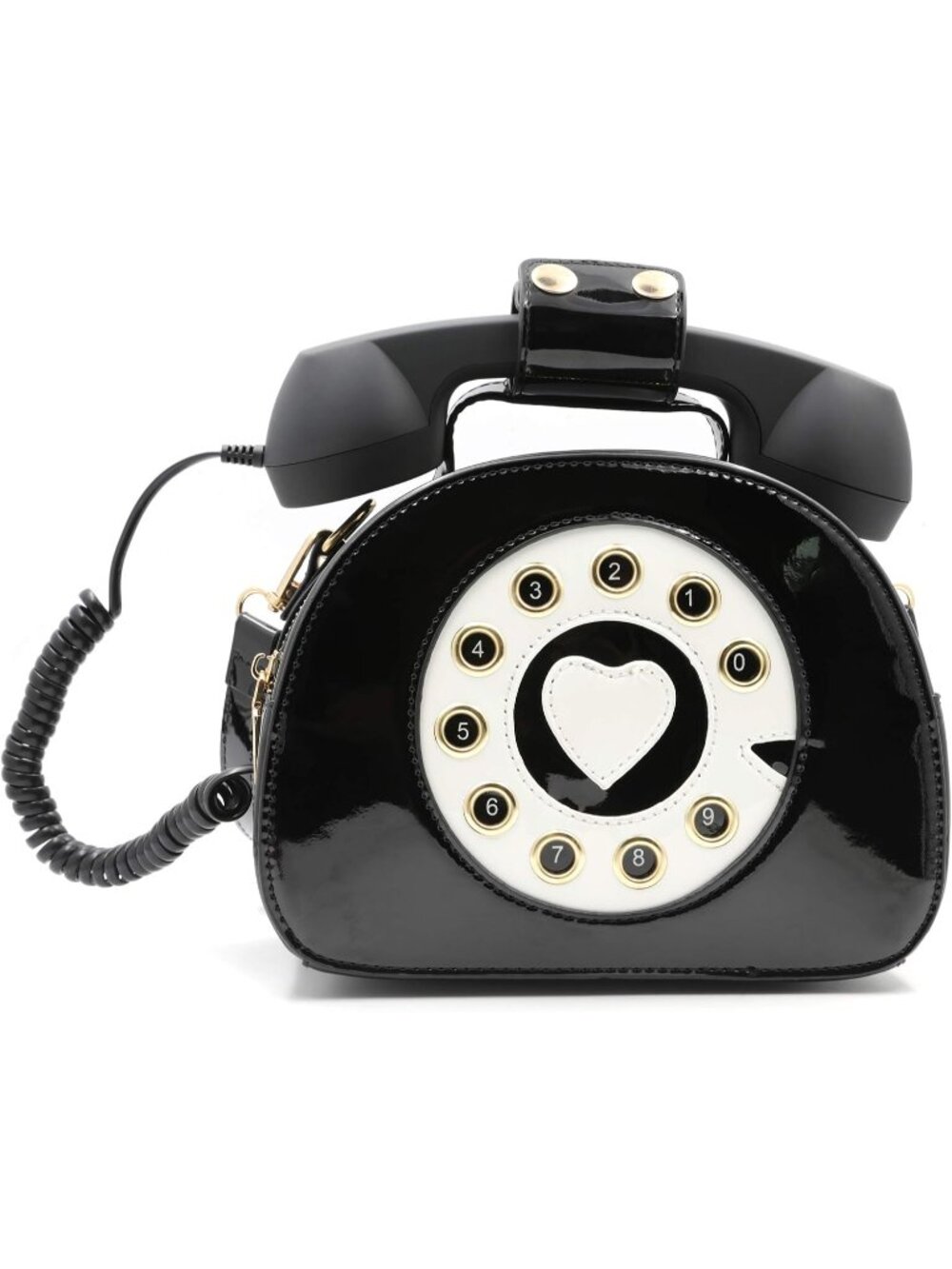 Women's Black Movable Microphone Retro Dial Telephone Crossbody Shoulder Bags
